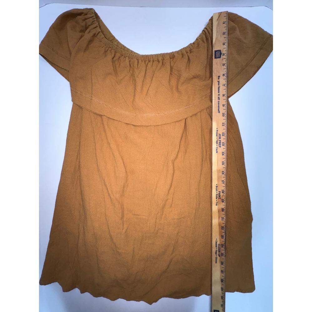Wishlist Mustard Orange Off the Shoulder Ruffle Blouse Top S/M Cotton Blend